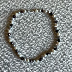 Black white and gray pearl set. Sterling silver clasp.